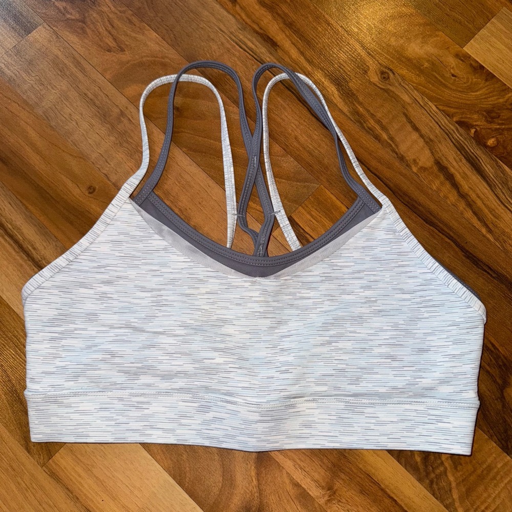 Zyia Active Crisscross Strap Sports Bra White Grey Heathered Size M workout yoga - Picture 1 of 6